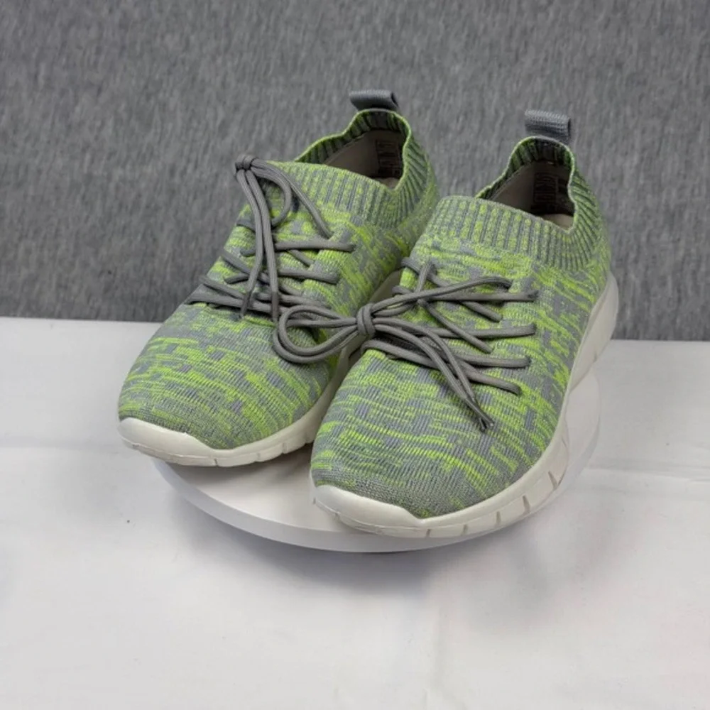 Bernie Mev Women Knit Sneakers‎ Lime Green Grey Marled Slip On Shoes Size 6.5